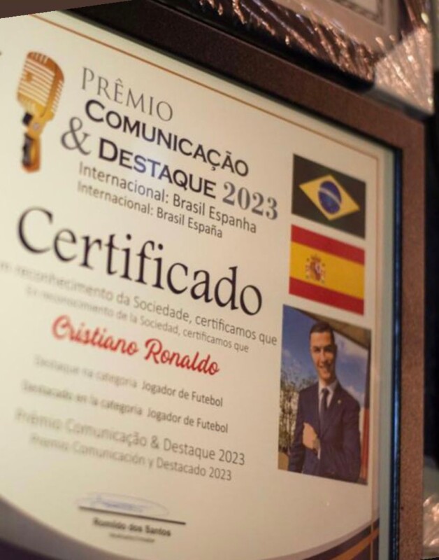 Cristiano Ronaldo - Prêmio Comunicação & Destaque 2023 - Foto: Reprodução